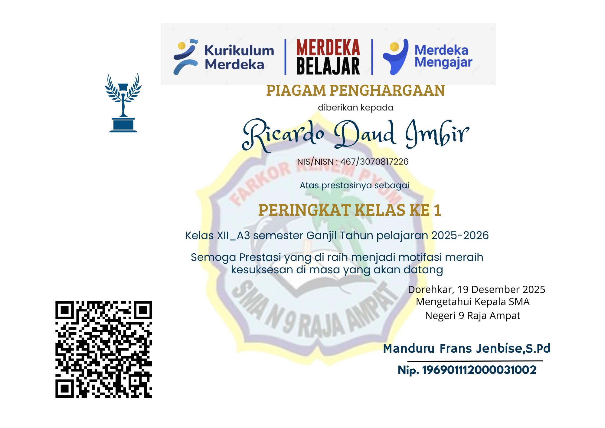 Perengkingan Semester Gasal 2025-2026